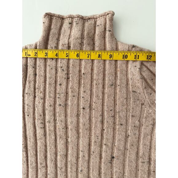 Madewell Donegal Evercrest Sweater Women S Tan Wool Blend Ribbed Turtle Neck - Picture 6 of 12